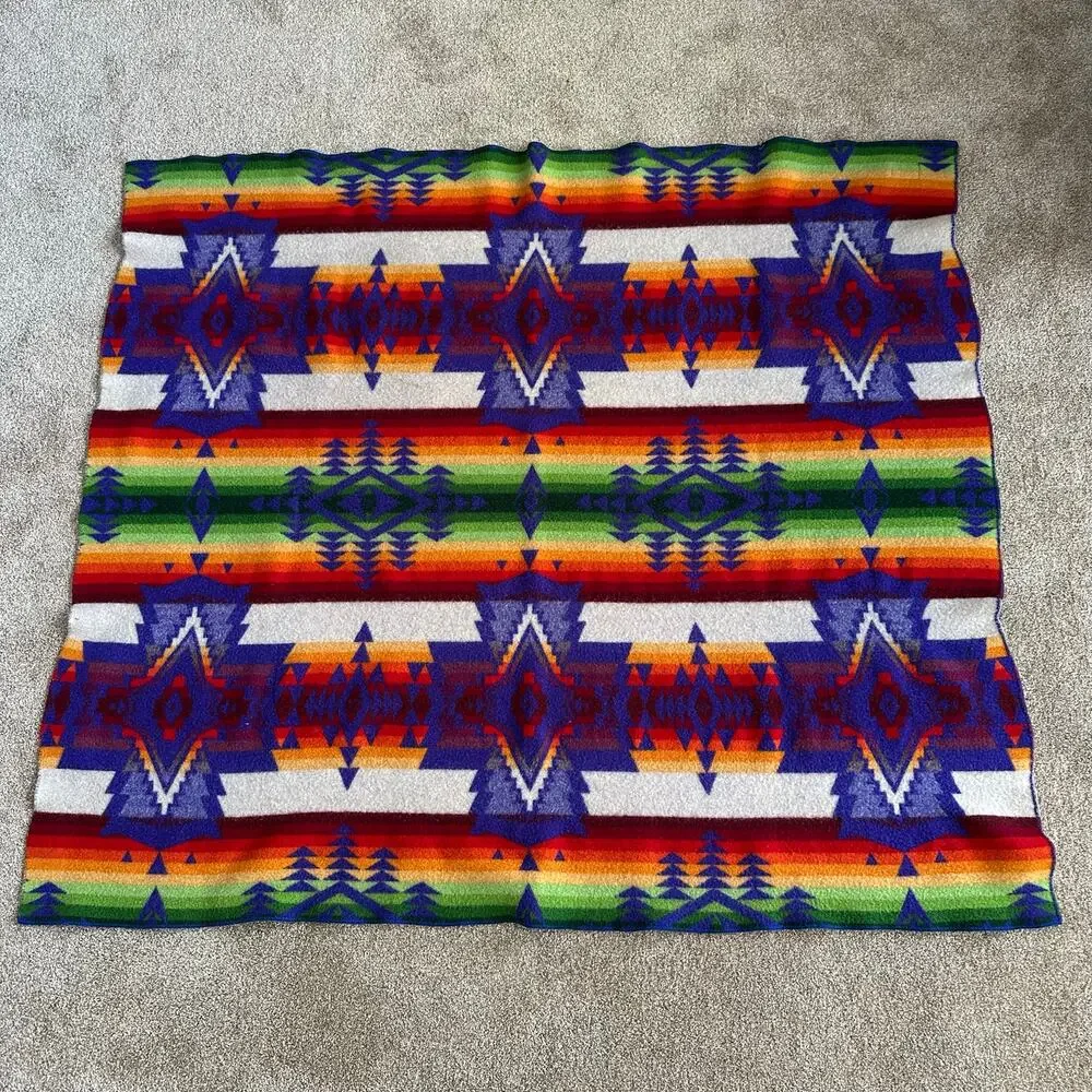 Pendleton Beaver State Chief Joseph Vintage 1960s Wool Reversible Throw Blanket